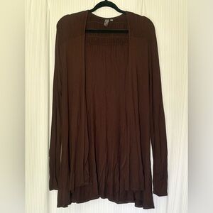 Jana Cardigan Open Front Lightweight Rich Brown Flowy Hemline Medium